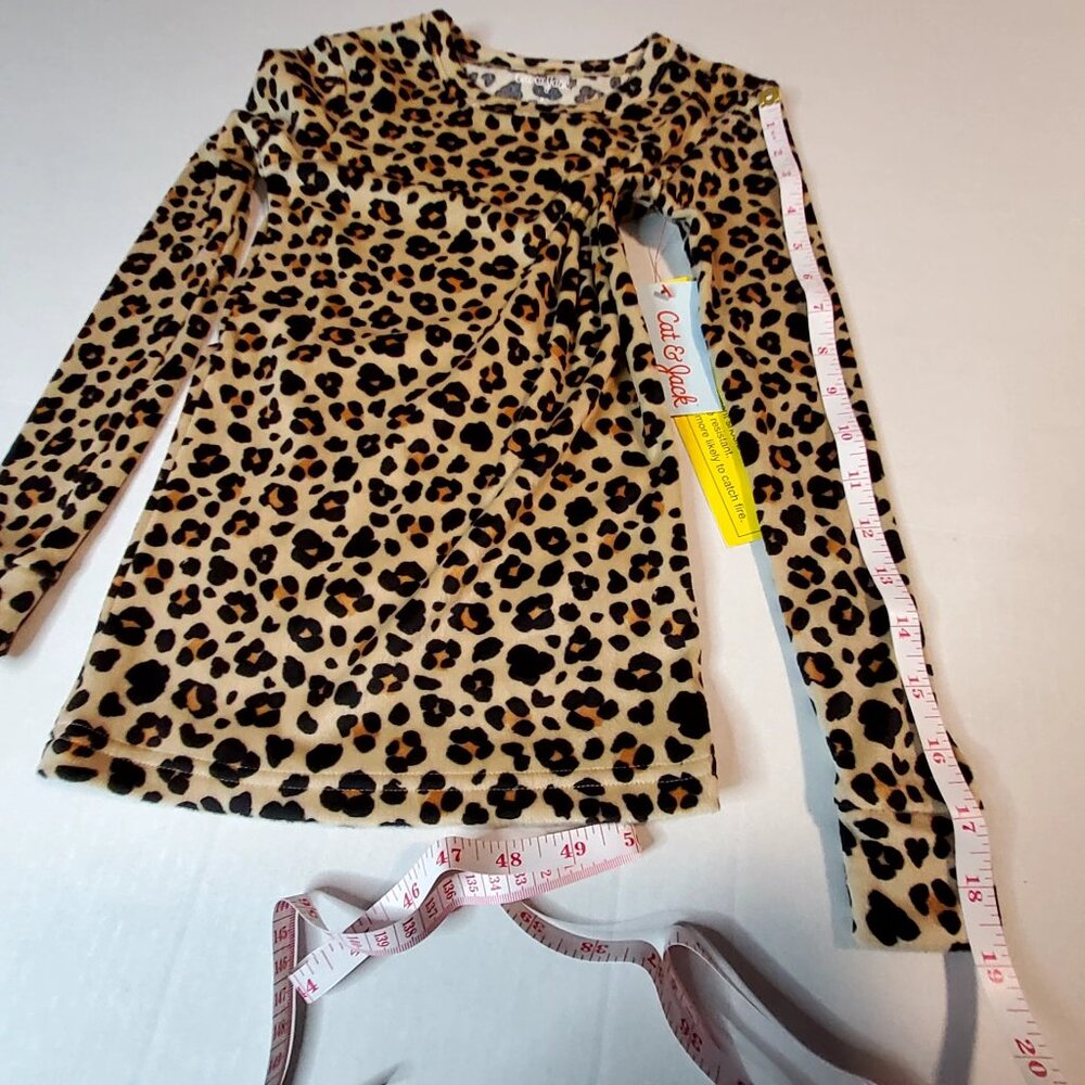 Cat And Jack Leopard Print Long Sleeve Stretchy Pajama Set For Women Size 8 - Picture 7 of 13